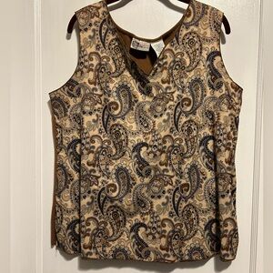 NWOT Women’s 18/20 Faded Glory Brown and Cream Paisley Top